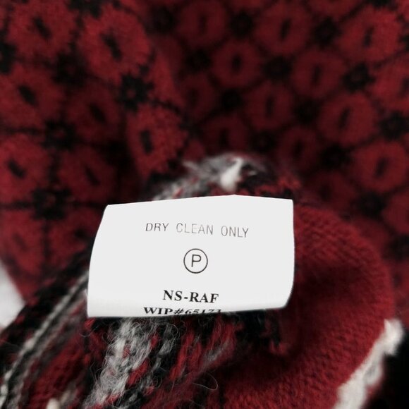 WOOLRICH Ruby Red Cardigan Made in JAPAN 100% Wool Clasp Closure Floral LARGE - Picture 8 of 8